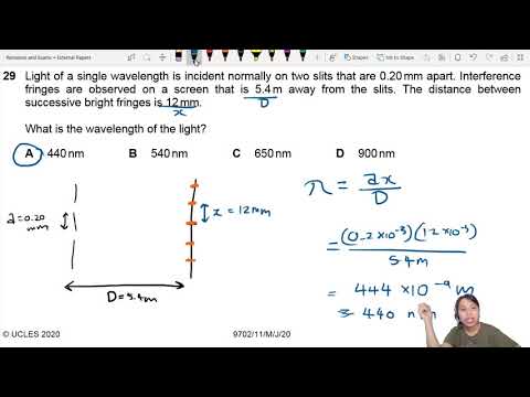MJ20 P11 Q29 Find Wavelength With Double Slit Experiment | CIE A Level 9702 Physics