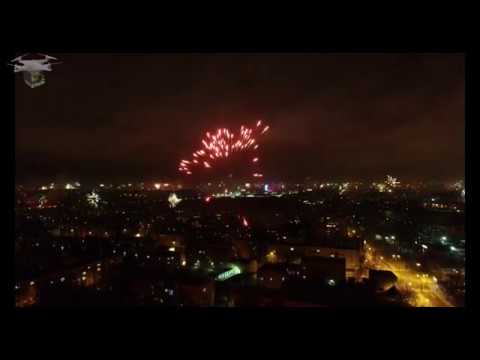 DRONE viev fireworks 2019/2020-Łódź 4K