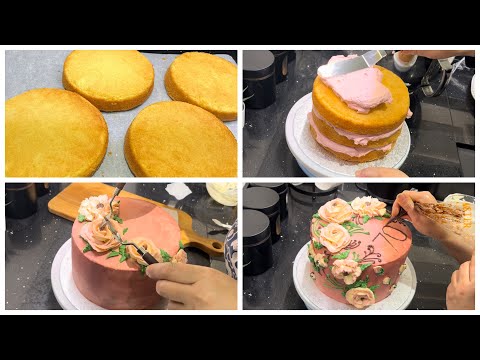 Most requested classic vanilla sponge cake & buttercream recipe with full cake decorating tutorial