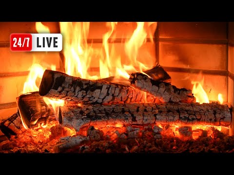 ???? FIREPLACE 4K (LIVE 24/7). Relaxing Fireplace with Burning Logs and Crackling Fire Sounds