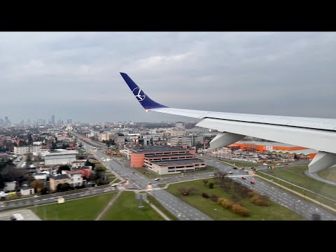 Landing at Warsaw Chopin Airport (LOT Polish Airlines)