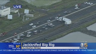 Jack-Knifed Big Rig Blocks All EB Lanes On Dumbarton Bridge