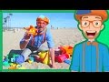 Blippi on the Beach with Sand Toys | Learning Colors for Children