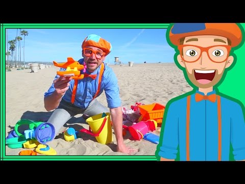 Blippi on the Beach with Sand Toys | Learning Colors for Children Video