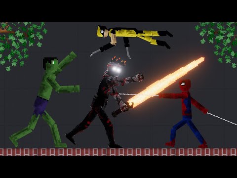 Unkillable Dark Soul Boss Fight Against Spiderman and Super Heros in People Playground