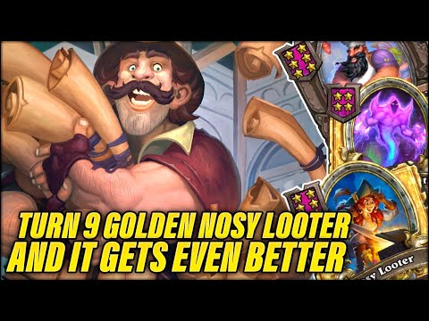 Turn 9 Golden Nosy Looter and Some Insane Luck | Dogdog Hearthstone Battlegrounds