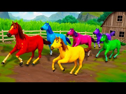 Magical Color Horses Stolen from the Farm | Epic Farm Heist Adventure |  Funny Animals