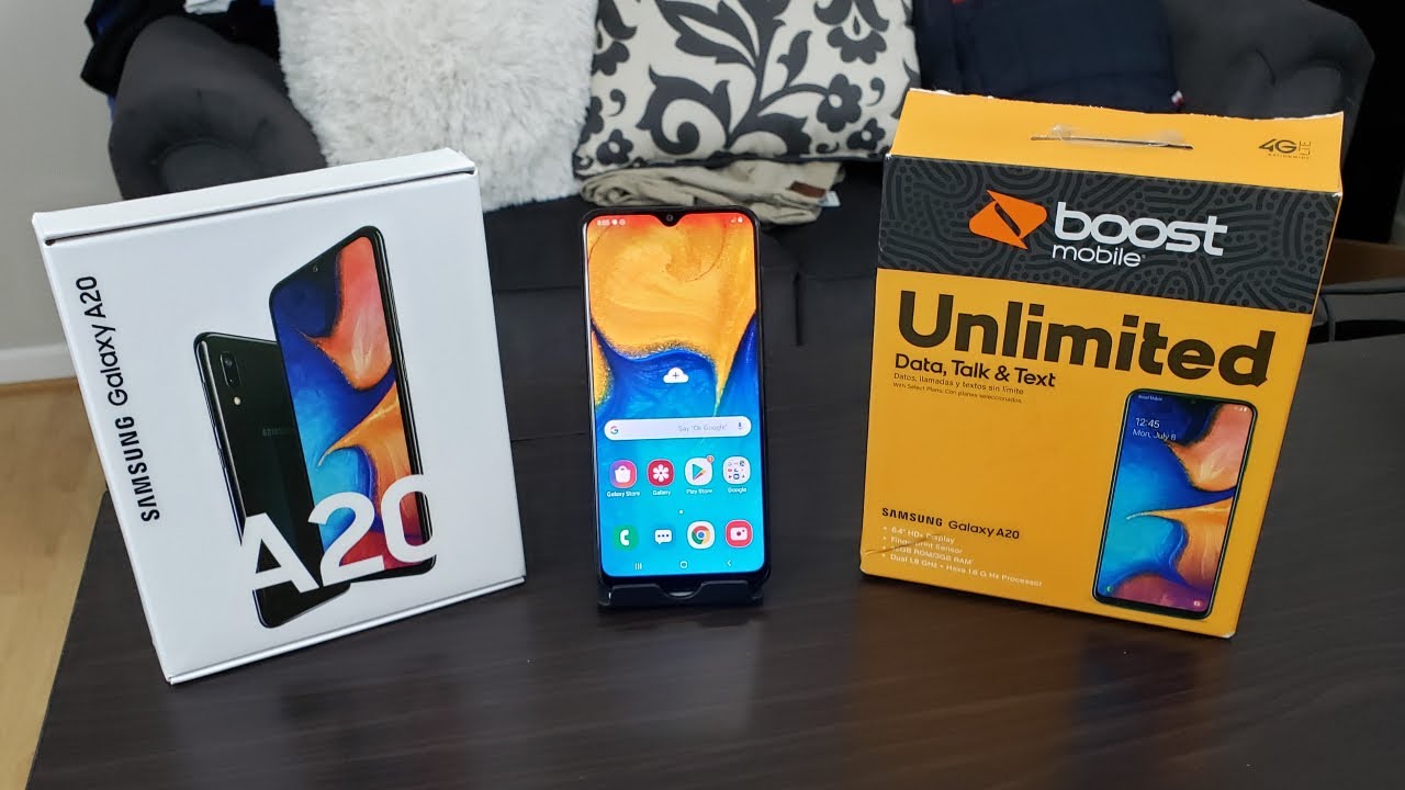 Samsung Galaxy A20 Unboxing And First Boot Up // Boost Mobile//Best Phone Under $200