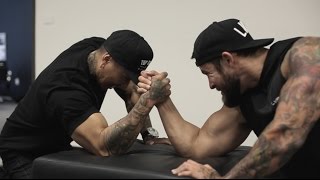 Live Fit Athlete Sean Sarantos Challenges Randall Pich To An Epic Arm Wrestling Battle