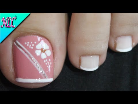 DISEÑO DE UÑAS PARA PIES FLOR Y FRANCÉS ¡Fácil De Hacer! FLOWERS NAIL ART – FRENCH NAIL ART – NLC