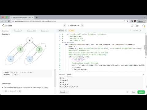 LeetCode 652: Find Duplicate Subtrees (Python recursion memorization)