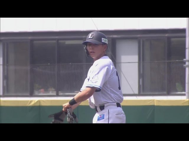 【ファーム】ライオンズ・金子功児 ライトへのタイムリー2ベースヒットで先制!!  2024年6月8日 埼玉西武ライオンズ 対 東京ヤクルトスワローズ