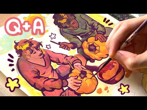how to paint with gouache! ✿ a cozy fall sketchbook spread paint with me
