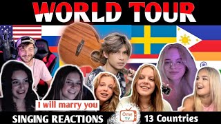 Download lagu Indonesian singer World Tour to 13 Countries and sing in 13 different Languages | SINGING REACTIONS mp3