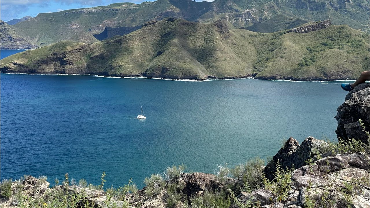 Up to Tehaatiki  viewpoint overlooking the Taiohae anchorage on Nuku Hiva