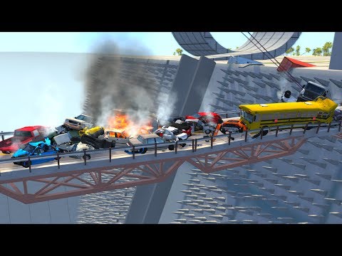 Collapsing Bridge Pileup Crashes #13 - BeamNG Drive Crash Testing