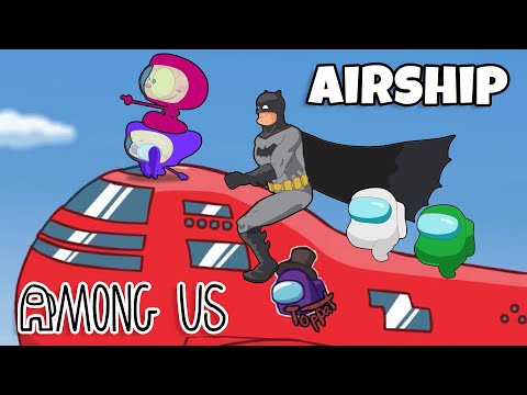 Mongo e Drongo em Among Us Airship com Batman contra o impostor. Among us Airship em desenho animado