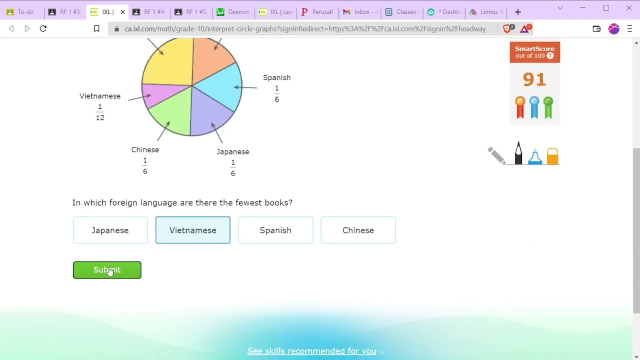 IXL 10-I.3: Interpret Circle Graphs