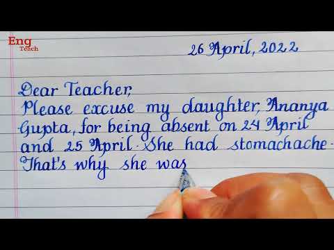 Excuse Letter from parent to teacher | Excuse letter | letter writing | handwriting | Eng Teach