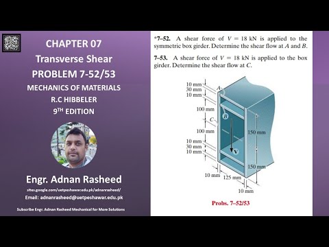 7-52/53 Determine the shear flow at A, B & C | Mechanics of materials RC Hibbeler