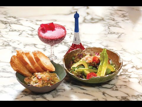 Demonstration of Garlic Olive Oil Shrimps with Toast and J's Signature Salad by The Royal Garden