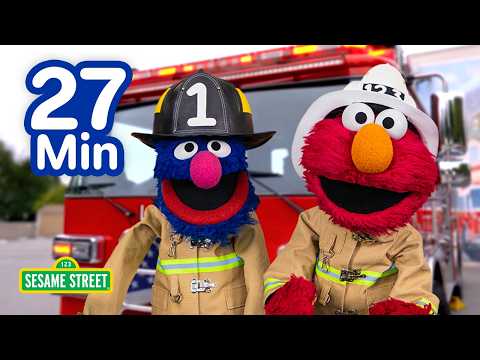 Elmo's Fire Truck Songs! 🚒🧑‍🚒  | Sesame Street | 27 Mins