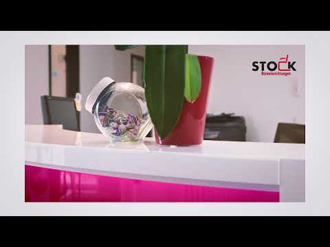 Runde Empfangstheke mit LED - Licht und Hochglanzfront Rot / Bordeauxrot