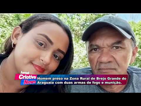 Homem preso na Zona Rural de Brejo Grande do Araguaia com duas armas de fogo e muniç