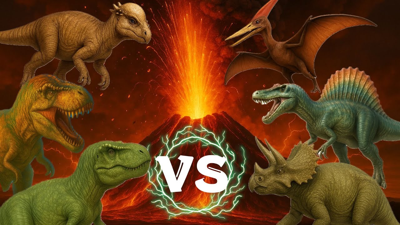 Dinosaur Battle! Tyrannosaurus,Triceratops, Spinosaurus,Giganotosaurus, Pteranodon,Brachiosaurus