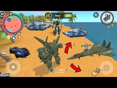Rope Hero: Vice Town (Transformer Airplane Go Round Round) Jet Airplane Fight Robot - Gameplay HD