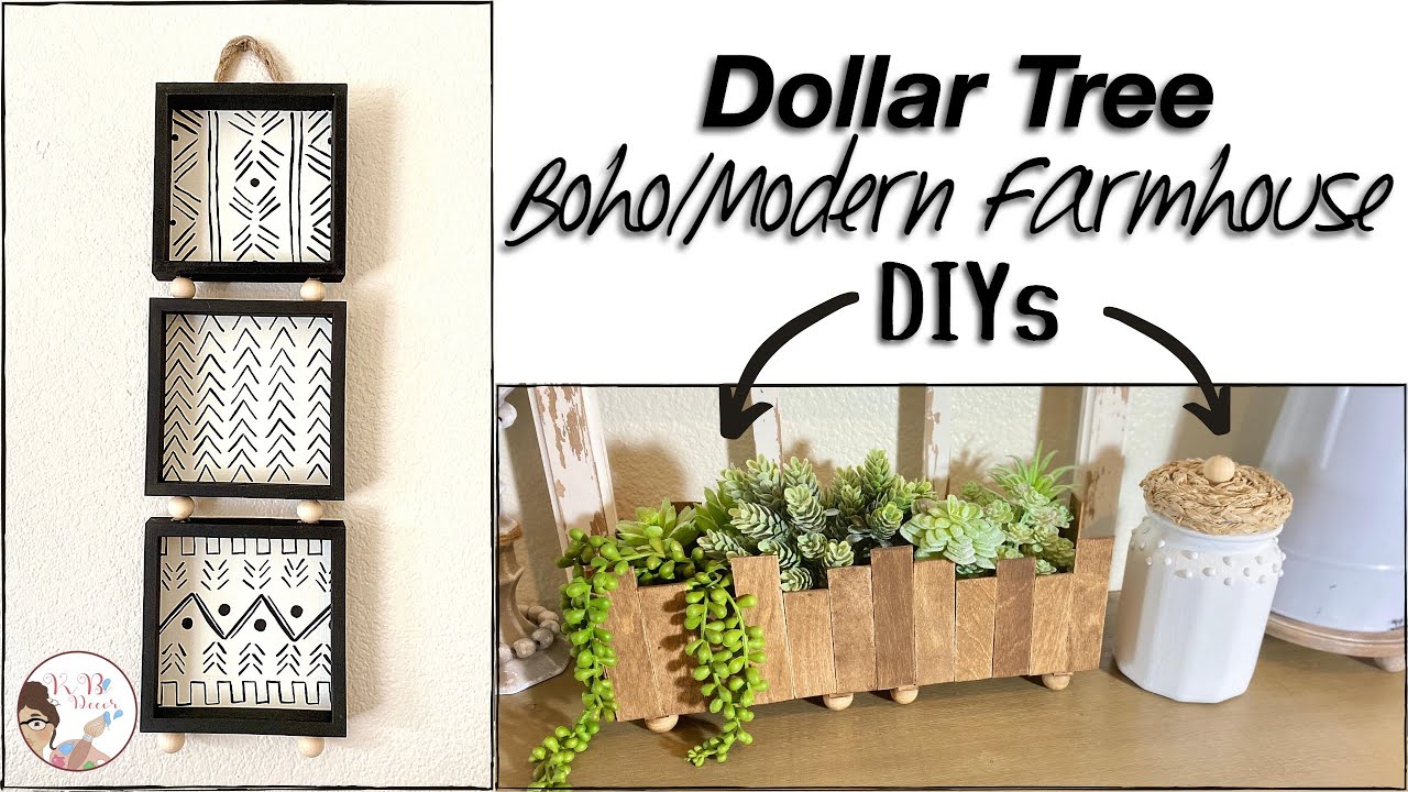 3 Easy Dollar Tree Boho/Modern Farmhouse DIYs | KB Decor Crafts