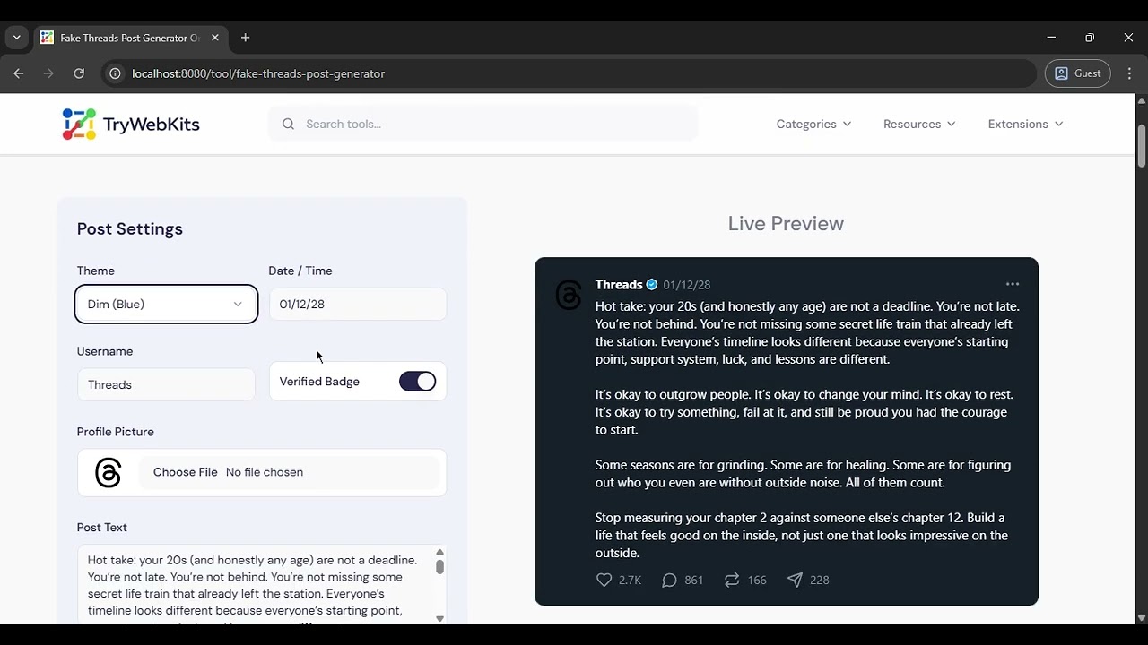 How To Create A Fake Threads Post | TryWebKits