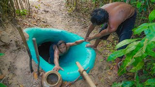 Dig To Build Hidden-House Underground With Swimming Pools Inside