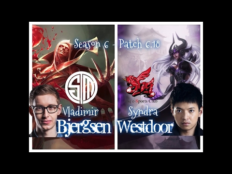 Bjergsen vs Westdoor - VLADIMIR vs SYNDRA Mid - Patch 6.18 KR Ranked | League of Legends