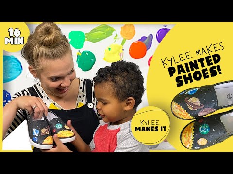 Kylee Makes Painted Shoes | Kids Art Video | Painted Solar System Planet Shoes | Lesson on Empathy