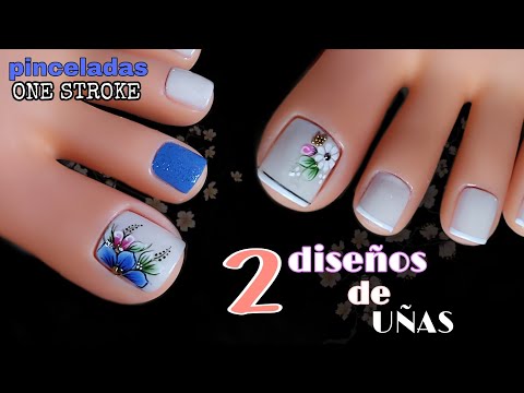 2 HERMOSOS Diseños de UÑAS para PIES👣/PINCELADAS/ONE STROKE 🎨🖌️