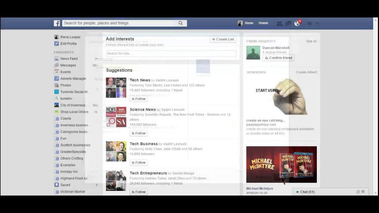 Create a list on Facebook