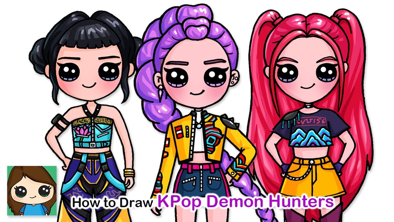 How to Draw Huntrix KPop Demon Hunters Rumi, Zoey & Mira