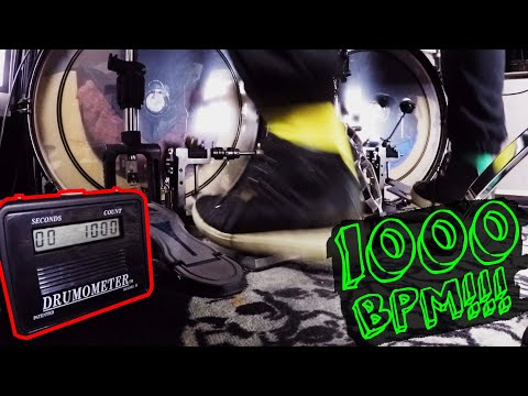 1000BPM SINGLE STROKES DOUBLE BASS - SPEED RUN!