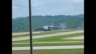 preview picture of video 'C-5 Galaxy Landing at CRW, Yeager Airport, Charleston WV'
