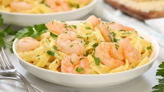 Fettuccine Alfredo with Garlic Shrimp | Easy 20 Minute Meal