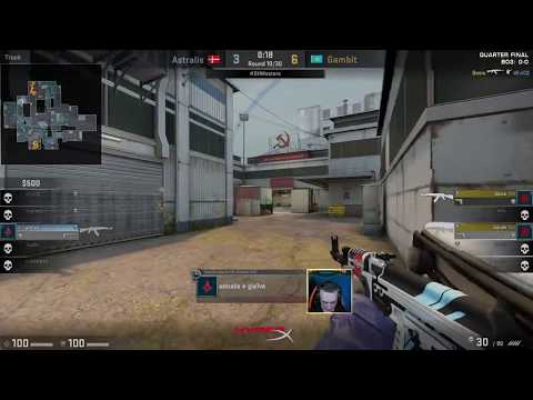 Gambit vs Astralis. Dosia double kill to save the round (Cache). DreamHack Masters Malmö 2017