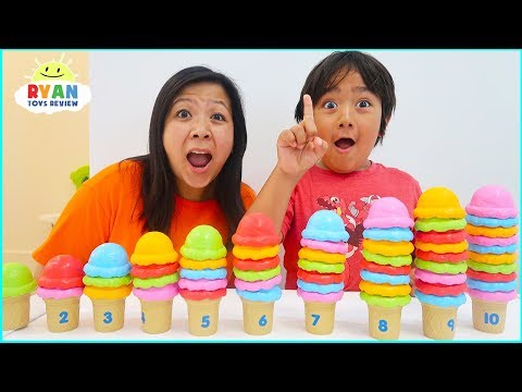 Ryan Pretend Play with Ice Cream Shop and learn to count!!!