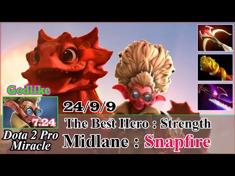 SnapFire Midlane Godlike 24 Kill - Dota 2 Pro Miracle Spotlight Gameplay Patch 7.24 - Dota 2