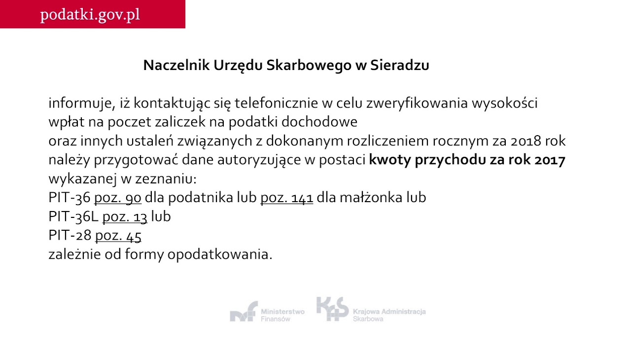 Komunikat Urzędu Skarbowego w Sieradzu