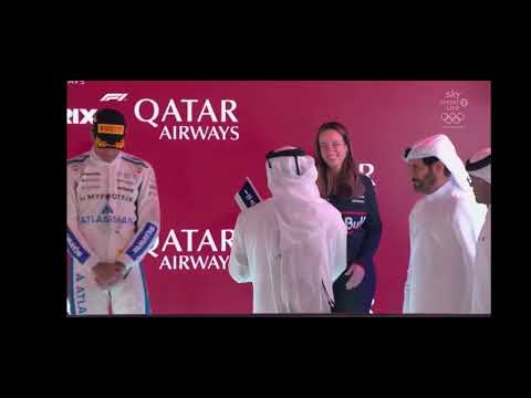 F1 Qatar 2025 Podium celebration with Goddess Hannah