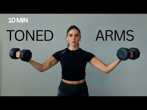 10 MIN TONED ARMS WORKOUT With Dumbbells - Upper Body Dumbbell Workout