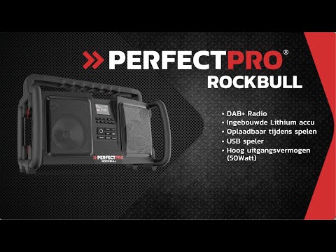 PerfectPro ROCKBULL Bouwradio: BLUETOOTH, INTERNE CHARGER, LITHIUM ACCU (INCLUSIEF), USB SPELER