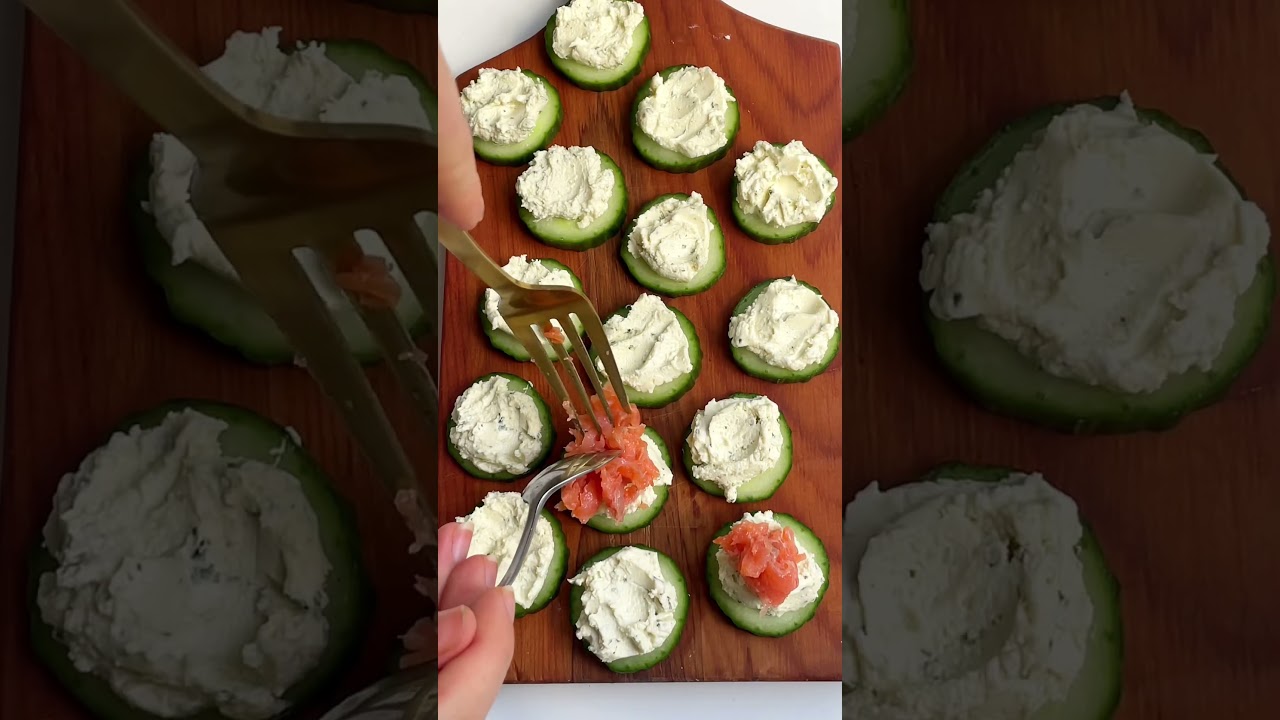 Smoked salmon + cream cheese is a classic & these cute little cucumber bites are so fun #partyfood