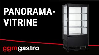 Vitrine réfrigérée 4 faces vitrées / Vitrine panoramique de table – 68 litres – 420 mm – 3 étagères – Noir
